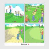 Set von 4 Funny Golf Cartoon. Aufkleber (Blatt)