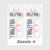 Set von 4 Neon Volleyballs Aufkleber für den benut (Blatt)