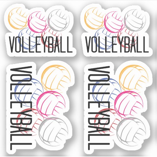 Set von 4 Neon Volleyballs Aufkleber für den benut (Vorderseite)
