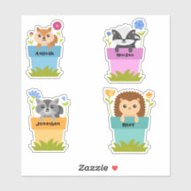 Set von 4 Niedlichen Tieren in Gartenpfosten