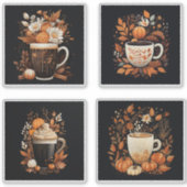 Set von 4 Pumpkin Spiked Latte Vinyl Stickers Aufkleber (Vorderseite)