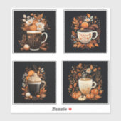Set von 4 Pumpkin Spiked Latte Vinyl Stickers Aufkleber (Blatt)