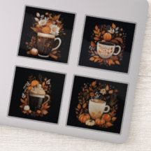 Set von 4 Pumpkin Spiked Latte Vinyl Stickers