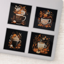 Set von 4 Pumpkin Spiked Latte Vinyl Stickers Aufkleber