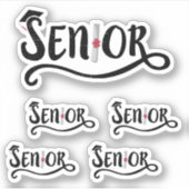 Set von 5 Geschlossen Senior - Class of Custom Cut Aufkleber (Vorderseite)