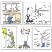 Set von 5 verschiedenen Cartoon. Aufkleber (Vorderseite)