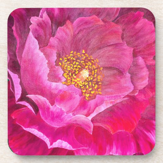 Set von 6 Cork Back Untersetzer Pink Cactus Rose (Vorderseite)