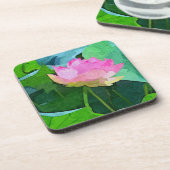 Set von 6 Cork Back Untersetzer Pink Lotus Abstrak (Linke Seite)