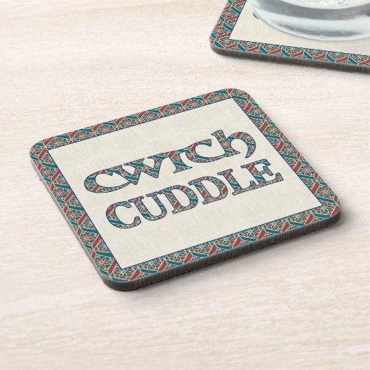 Set von 6 Cork Untersetzer mit walisischem Cwtch u (Linke Seite)