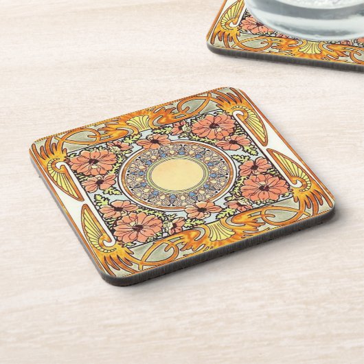 Set von 6 Jugendstil-Untersetzer Getränkeuntersetzer (Linke Seite)