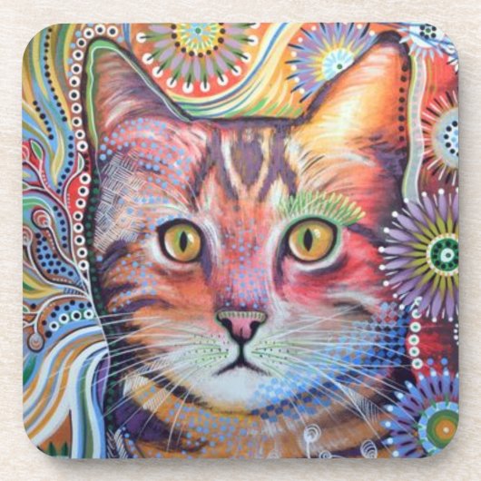 Set von 6 Untersetzer - Abstrakt - Katzen Liebhabe (Vorderseite)