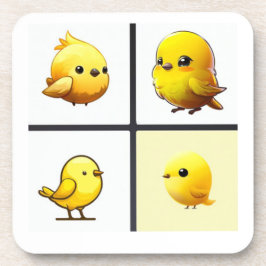 Set von 6 Untersetzer mit niedlicher gelber Vogelk