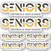 Set von 6 zweifarbigen Schwarz-Gelb-Senioren in Sc Aufkleber (Vorderseite)