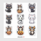 Set von 9 Halloween Katzen Vinyl Stickers Aufkleber (Blatt)