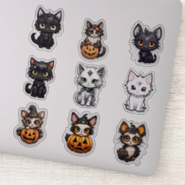 Set von 9 Halloween Katzen Vinyl Stickers Aufkleber
