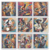 Set von 9 Jazz Musician Stickers Aufkleber (Vorderseite)
