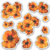 Set von 9 orangefarbenen nasturtium-Blume Aufkleber (Vorderseite)