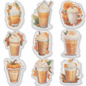 Set von 9 Pumpkin Spiked Latte Vinyl Stickers Aufkleber (Vorderseite)