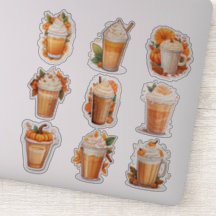 Set von 9 Pumpkin Spiked Latte Vinyl Stickers