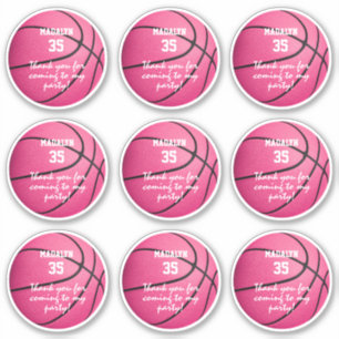 Set von 9 rosa Basketball-Party-Sportarten: Günsti Aufkleber