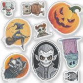 Set von 9 Spooky Halloween Aufkleber (Vorderseite)