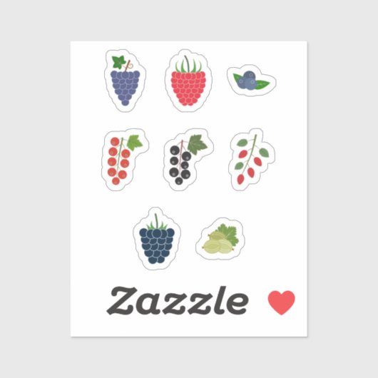 Set von Berry Fruits Stickers Aufkleber (Blatt)