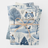 Set von Blue & White Snowy Festliche Weihnachten Geschenkpapier Set (Beispiel)