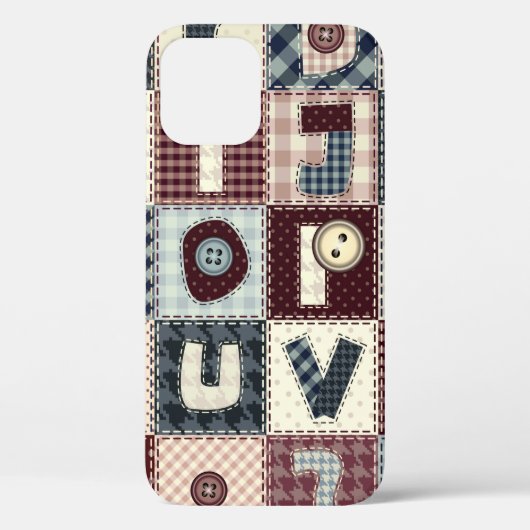Set von Buchstaben im Patchwork-Stil. Mai b Case-Mate iPhone Hülle (Rückseite)