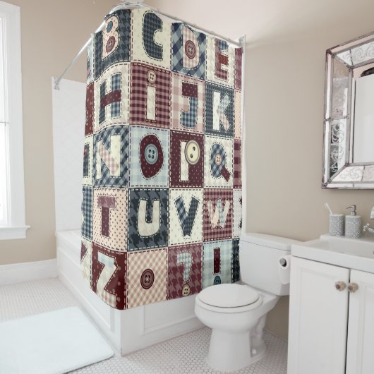 Set von Buchstaben im Patchwork-Stil. Mai b Duschvorhang (Beispiel)