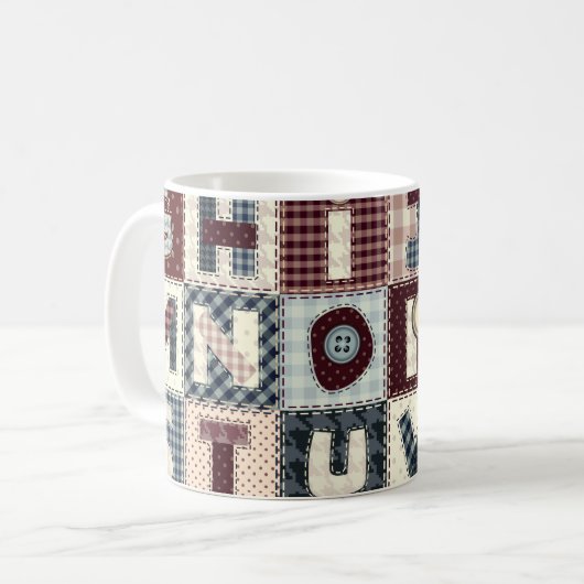 Set von Buchstaben im Patchwork-Stil. Mai b Kaffeetasse (Vorderseite Links)