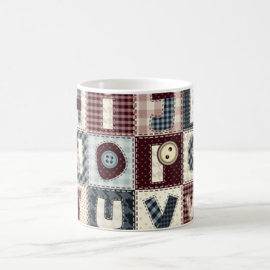 Set von Buchstaben im Patchwork-Stil. Mai b Kaffeetasse (Mittel)