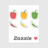 Set von Chili-Paprikaschoten und Bell-Paprikaschot Aufkleber (Blatt)