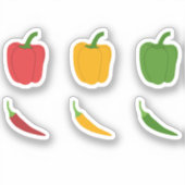 Set von Chili-Paprikaschoten und Bell-Paprikaschot Aufkleber (Vorderseite)