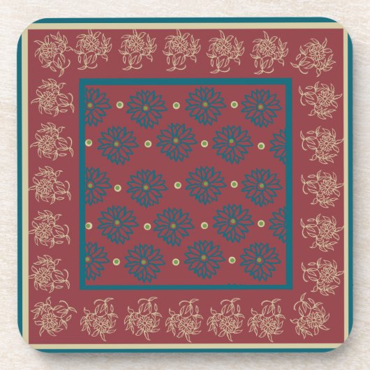 Set von Cork-gestützten Untersetzer, Maroon, Blaue Untersetzer (Vorderseite)