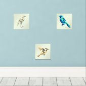 Set von drei geometrischen Bird Wall Art Prints (Holzboden)
