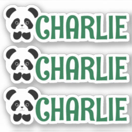 Set von drei Personalisierten Panda-Namensschilder Aufkleber
