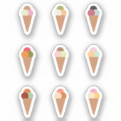Set von Dreifach-Scoops Eiscreme-Kronenklebern Aufkleber (Vorderseite)