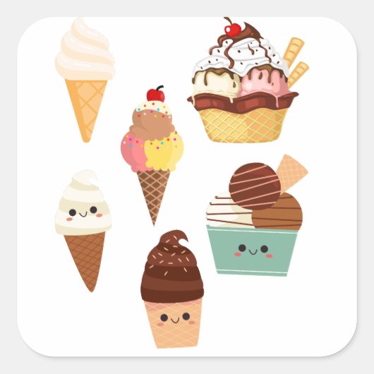 Set von Eis-Aufklebern. Quadratischer Aufkleber (Vorderseite)