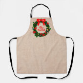 Set von Feliz Navidad Merry Christmas Wreath Bow Schürze (Vorderseite)