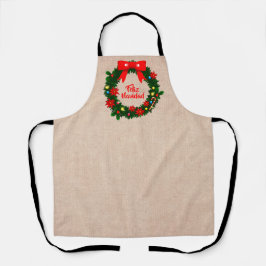 Set von Feliz Navidad Merry Christmas Wreath Bow Schürze