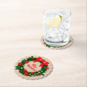 Set von Feliz Navidad Merry Christmas Wreath Bow Untersetzer (Vor Ort)
