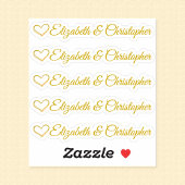 Set von fünf individuell anpassbaren goldenen Herz Aufkleber