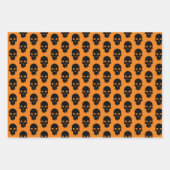 Set von Halloween Black & Orange Skulls Geschenkpapier Set (Vorderseite 3)
