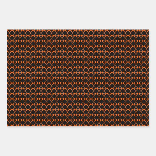 Set von Halloween Black & Orange Skulls Geschenkpapier Set (Vorderseite 2)