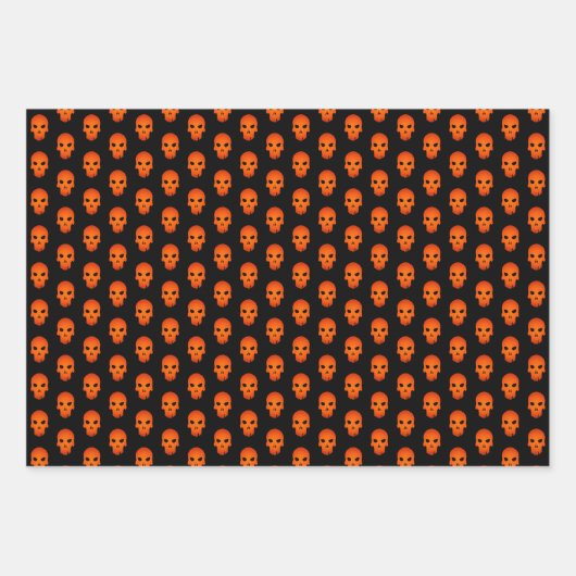 Set von Halloween Black & Orange Skulls Geschenkpapier Set (Vorderseite)