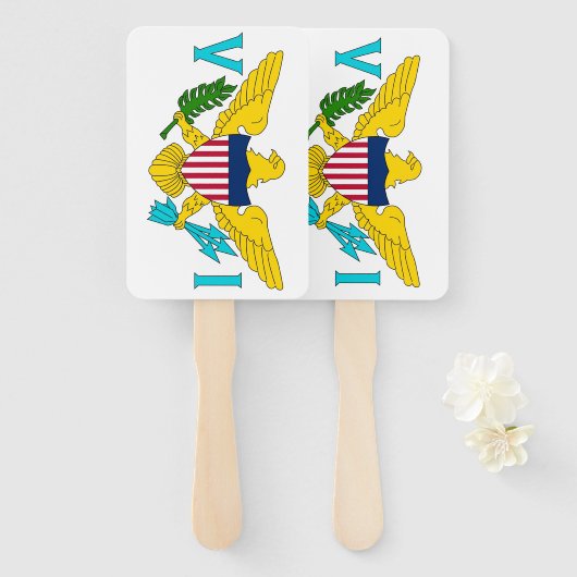 Set von Handfächern mit der Flagge von Jungfrauen, Fächer (Vorne und Hinten)