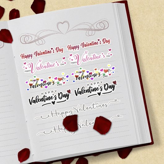 Set von Happy Valentines Day Script Vinyl Sticker