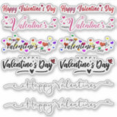 Set von Happy Valentines Day Script Vinyl Sticker (Vorderseite)
