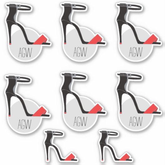 Set von High Heel Schuhen, Monogramm personalisier Aufkleber (Vorderseite)