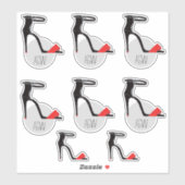 Set von High Heel Schuhen, Monogramm personalisier Aufkleber (Blatt)